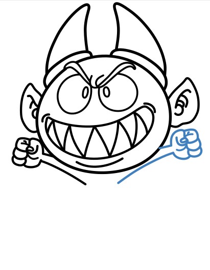 Cách vẽ con quỷ đang vui vẻ - Bước 8