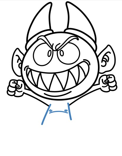 Cách vẽ con quỷ đang vui vẻ - Bước 9