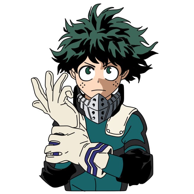 Cách vẽ nhân vật deku (midoriya izuku) đẹp trai và dũng cảm - Bước 10