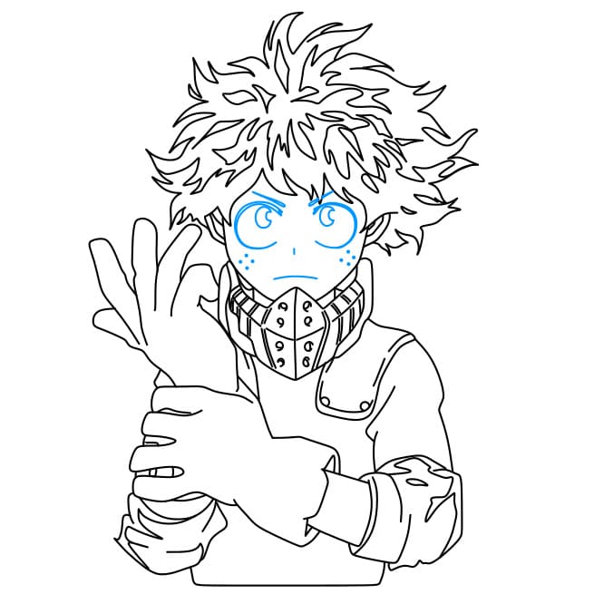 Cách vẽ nhân vật deku (midoriya izuku) đẹp trai và dũng cảm - Bước 8