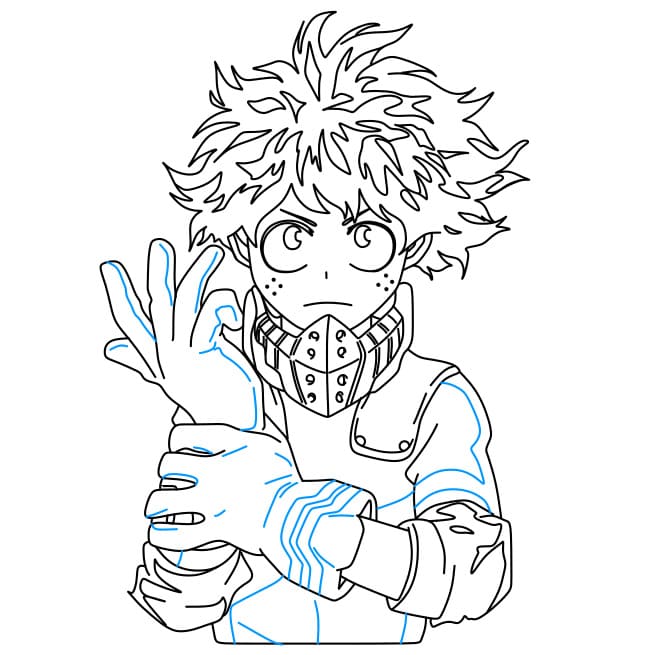 Cách vẽ nhân vật deku (midoriya izuku) đẹp trai và dũng cảm - Bước 9