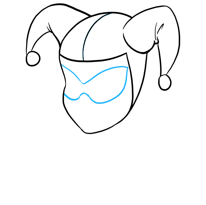 Hướng dẫn cách vẽ nhân vật Harley Quinn (bạn gái Joker) đáng yêu ngộ nghĩnh và trông điên rồ cho bé - Bước 3