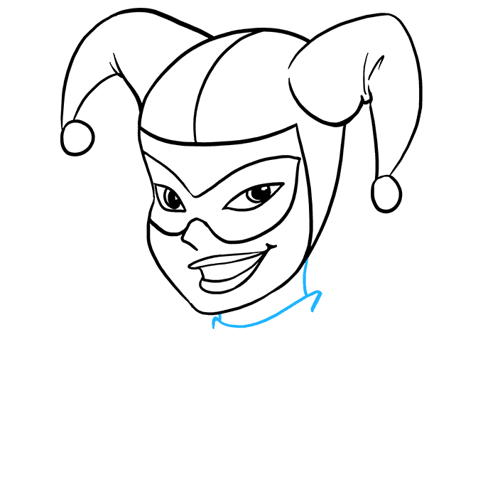 Hướng dẫn cách vẽ nhân vật Harley Quinn (bạn gái Joker) đáng yêu ngộ nghĩnh và trông điên rồ cho bé - Bước 5