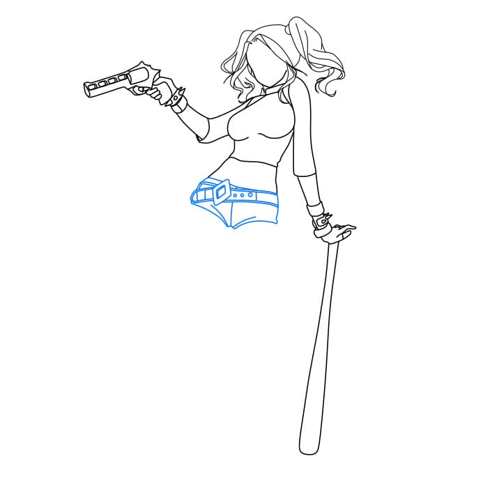 Hướng dẫn cách vẽ nhân vật Harley Quinn (bạn gái Joker) xinh đẹp và tinh nghịch - Bước 5