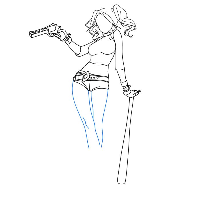 Hướng dẫn cách vẽ nhân vật Harley Quinn (bạn gái Joker) xinh đẹp và tinh nghịch - Bước 6