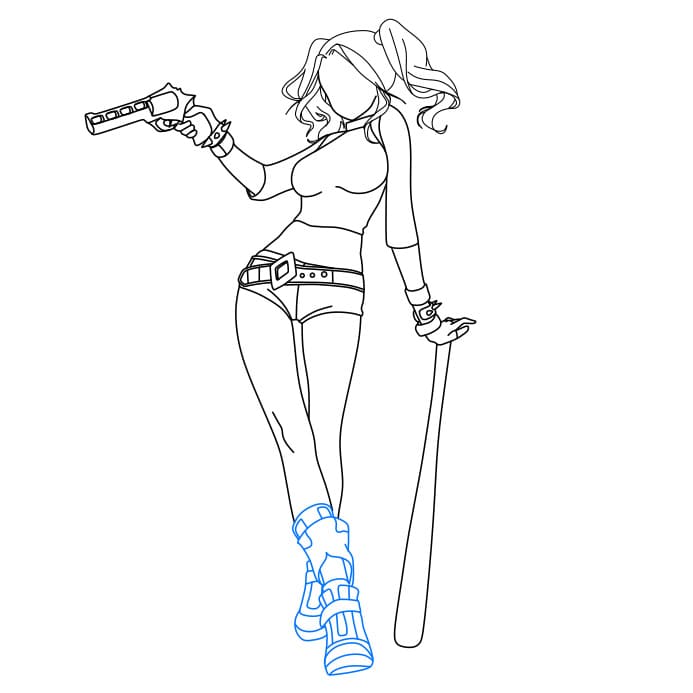 Hướng dẫn cách vẽ nhân vật Harley Quinn (bạn gái Joker) xinh đẹp và tinh nghịch - Bước 7