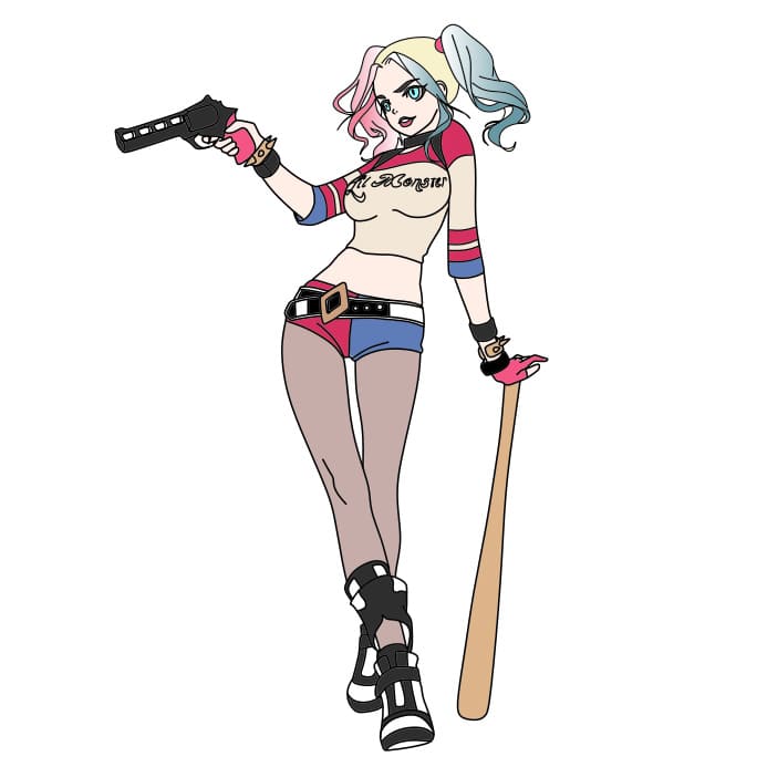 Hướng dẫn cách vẽ nhân vật Harley Quinn (bạn gái Joker) xinh đẹp và tinh nghịch