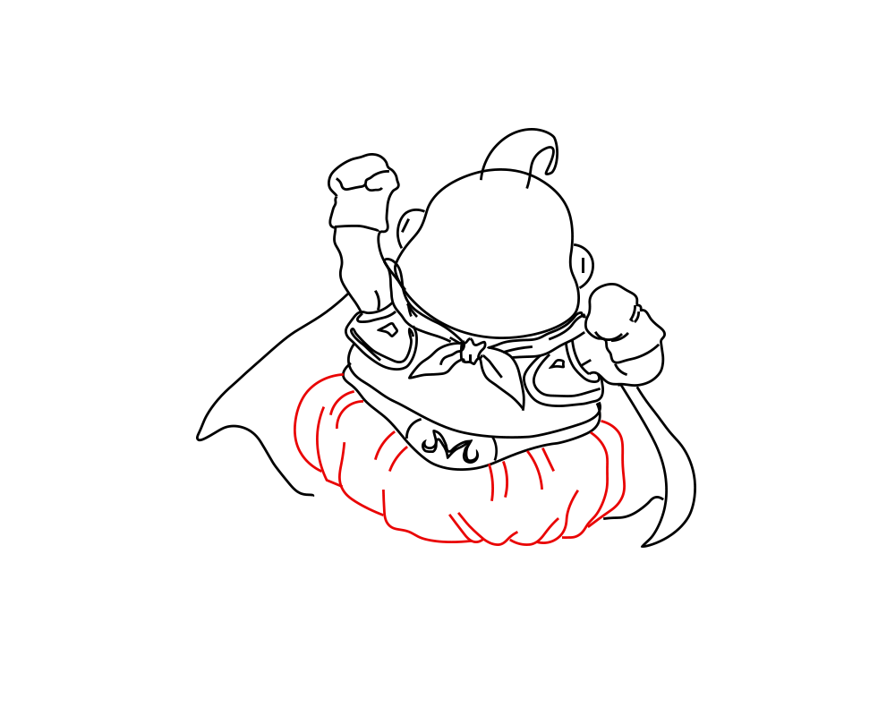 Hướng dẫn cách vẽ nhân vật Majin Buu (Nhân vật trong phim 7 viên ngọc rồng) đơn giản và đẹp cho bé - Bước 7