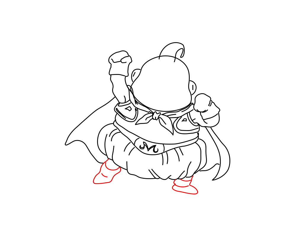 Hướng dẫn cách vẽ nhân vật Majin Buu (Nhân vật trong phim 7 viên ngọc rồng) đơn giản và đẹp cho bé - Bước 8