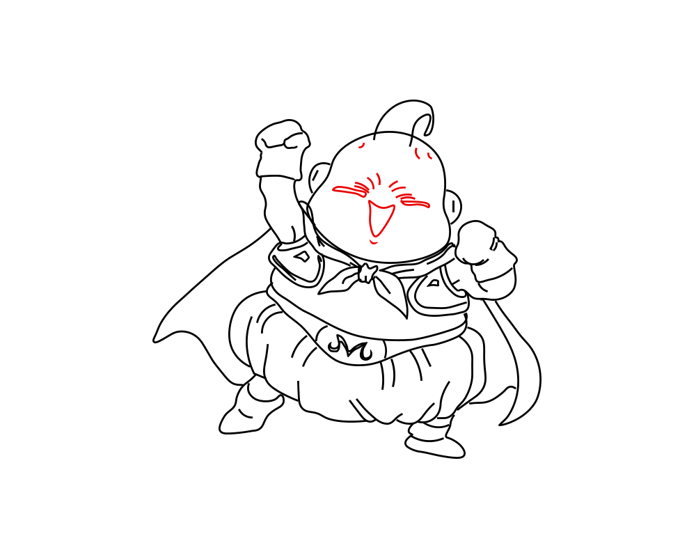 Hướng dẫn cách vẽ nhân vật Majin Buu (Nhân vật trong phim 7 viên ngọc rồng) đơn giản và đẹp cho bé - Bước 9