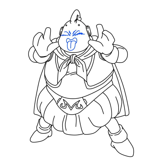 Hướng dẫn vẽ nhân vật Majin Buu trong bộ anime 7 viên ngọc rồng đơn giản và dễ thương cho bé - Bước 10