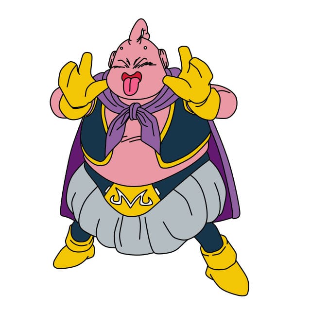 Hướng dẫn vẽ nhân vật Majin Buu trong bộ anime 7 viên ngọc rồng đơn giản và dễ thương cho bé - Bước 11