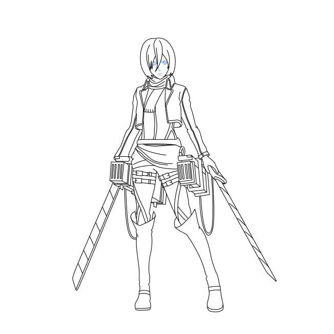 Hướng dẫn vẽ Mikasa Ackerman siêu ngầu cho bé - Bước 8