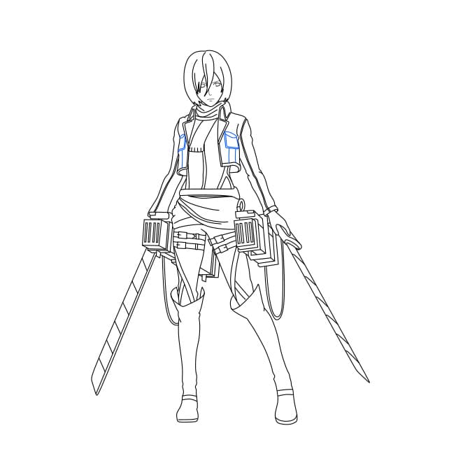 Hướng dẫn vẽ Mikasa Ackerman siêu ngầu cho bé - Bước 9