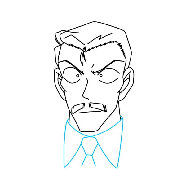 Hướng dẫn vẽ nhân vật Mori Kogoro trong tập truyện Conan đơn giản và đẹp - Bước 6