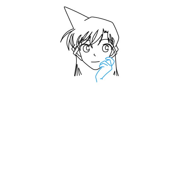 Hướng dẫn vẽ nhân vật Mori Ran trong bộ truyện Conan đơn giản và đẹp cho bé - Bước 4