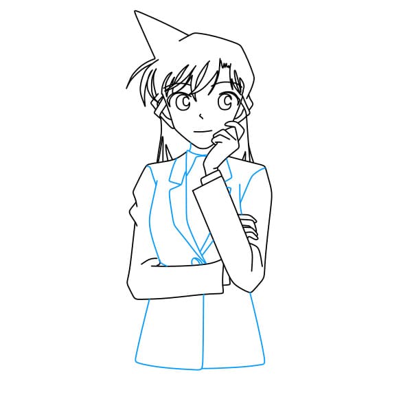 Hướng dẫn vẽ nhân vật Mori Ran trong bộ truyện Conan đơn giản và đẹp cho bé - Bước 5