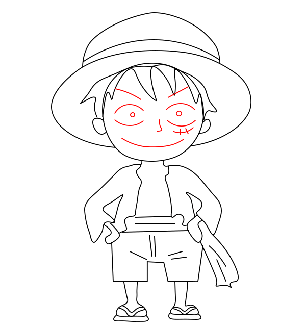 Hướng dẫn cách vẽ nhân vật Luffy đơn giản và thật đẹp cho bé - Bước 10