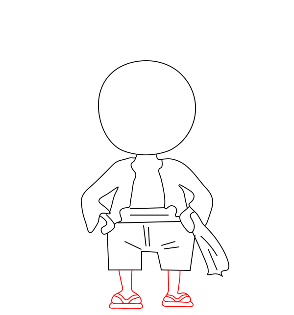 Hướng dẫn cách vẽ nhân vật Luffy đơn giản và thật đẹp cho bé - Bước 6