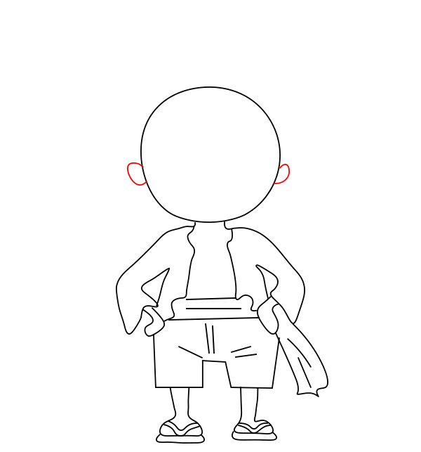 Hướng dẫn cách vẽ nhân vật Luffy đơn giản và thật đẹp cho bé - Bước 7