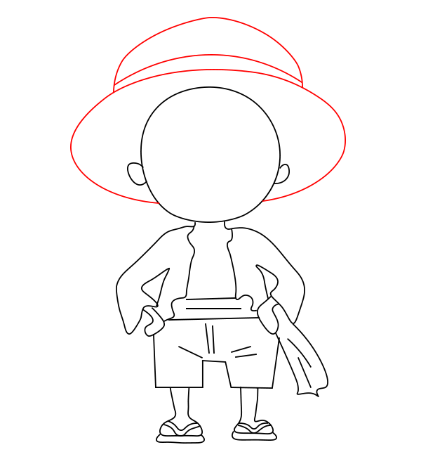 Hướng dẫn cách vẽ nhân vật Luffy đơn giản và thật đẹp cho bé - Bước 8