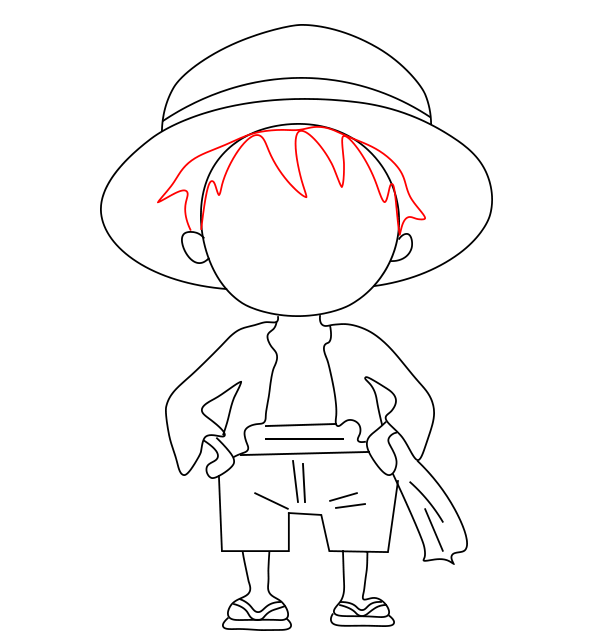 Hướng dẫn cách vẽ nhân vật Luffy đơn giản và thật đẹp cho bé - Bước 9