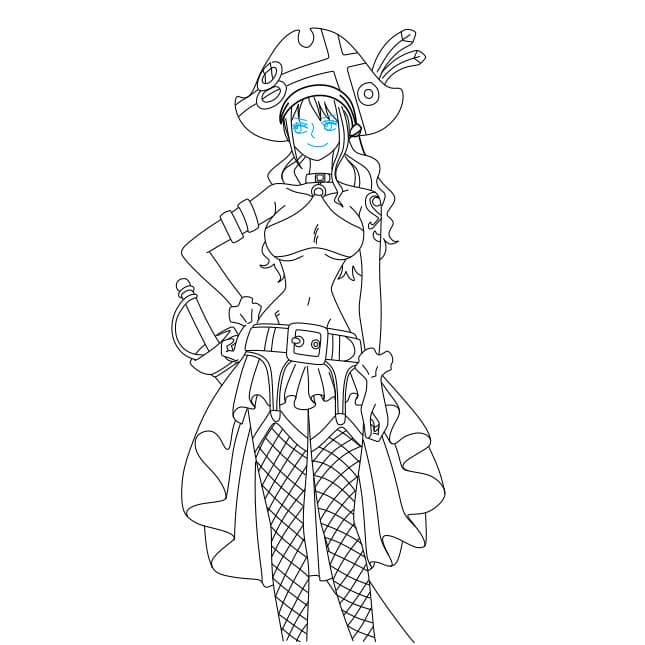 Hướng dẫn vẽ nhân vật Nami đơn giản và đẹp cho bé - Bước 10