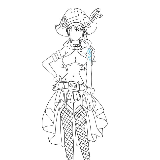 Hướng dẫn vẽ nhân vật Nami đơn giản và đẹp cho bé - Bước 9