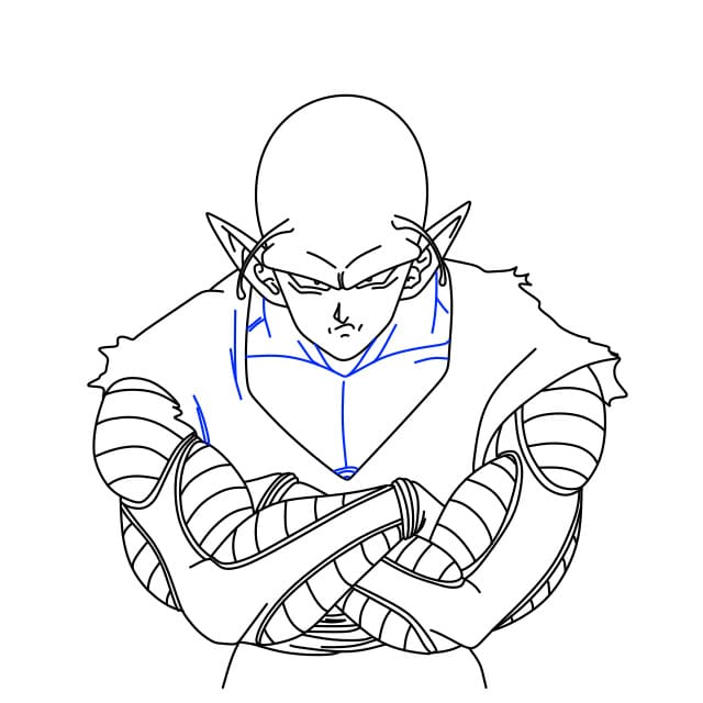 Hướng dẫn vẽ nhân vật Piccolo siêu ngầu trong bộ anime 7 viên ngọc rồng cho bé - Bước 10