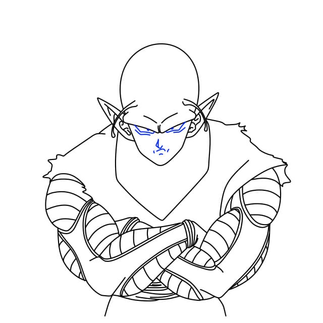 Hướng dẫn vẽ nhân vật Piccolo siêu ngầu trong bộ anime 7 viên ngọc rồng cho bé - Bước 9