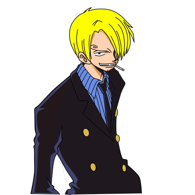 Hướng dẫn vẽ nhân vật Sanji đơn giản và đẹp cho bé - Bước 7