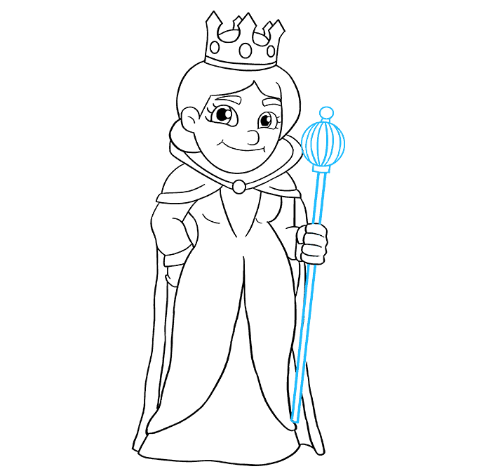 Hướng dẫn cách vẽ Nữ hoàng đơn giản và thật đẹp cho bé - Bước 7