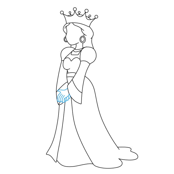 Hướng dẫn cách vẽ Nữ hoàng quý phái và quyền lực cho bé - Bước 6