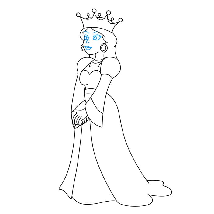 Hướng dẫn cách vẽ Nữ hoàng quý phái và quyền lực cho bé - Bước 7