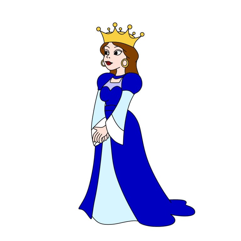 Hướng dẫn cách vẽ Nữ hoàng quý phái và quyền lực cho bé - Bước 8