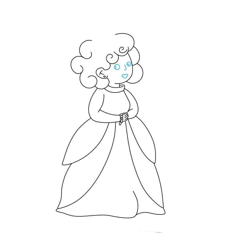 Hướng dẫn cách vẽ Nữ hoàng đơn giản và dễ thương cho bé - Bước 6