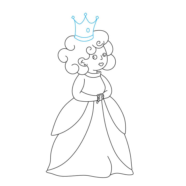 Hướng dẫn cách vẽ Nữ hoàng đơn giản và dễ thương cho bé - Bước 7