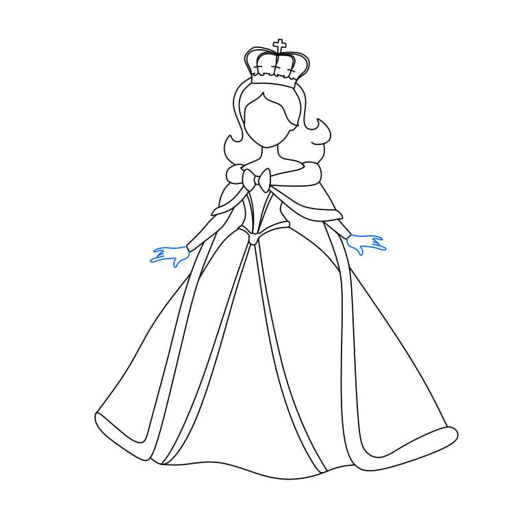 Hướng dẫn cách vẽ Nữ hoàng quý phái và quyền lực cho bé - Bước 6