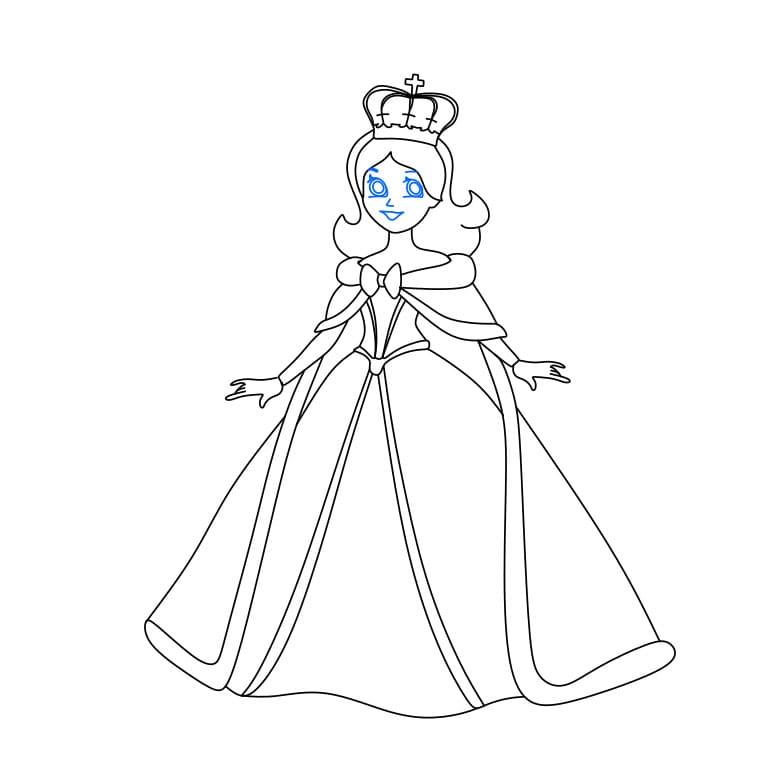 Hướng dẫn cách vẽ Nữ hoàng quý phái và quyền lực cho bé - Bước 7