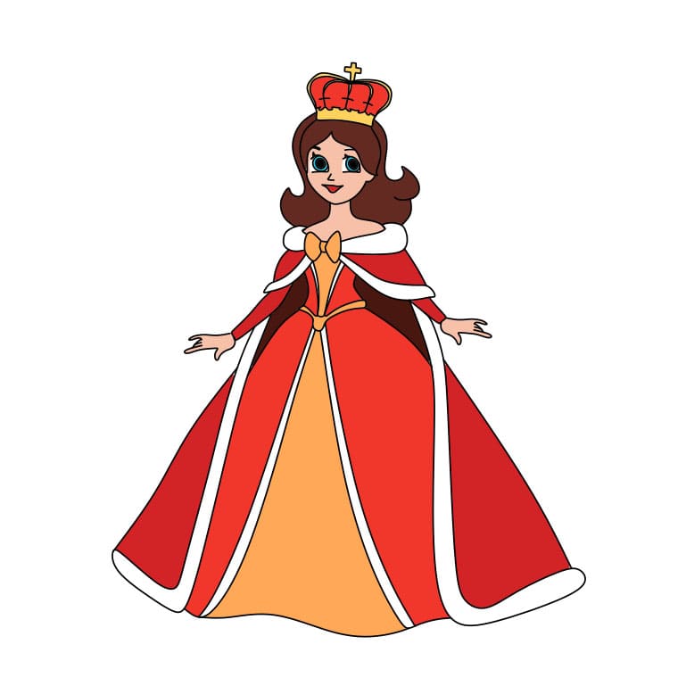 Hướng dẫn cách vẽ Nữ hoàng quý phái và quyền lực cho bé - Bước 8