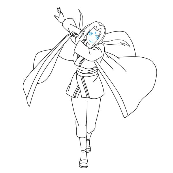 Hướng dẫn vẽ Senju Tsunade đơn giản và đẹp cho bé - Bước 7