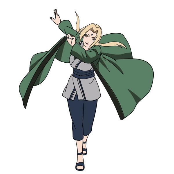 Hướng dẫn vẽ Senju Tsunade đơn giản và đẹp cho bé - Bước 8