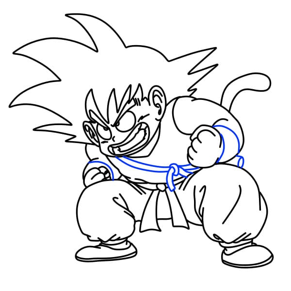 Hướng dẫn vẽ Son Goku đang tức giận - Bước 10