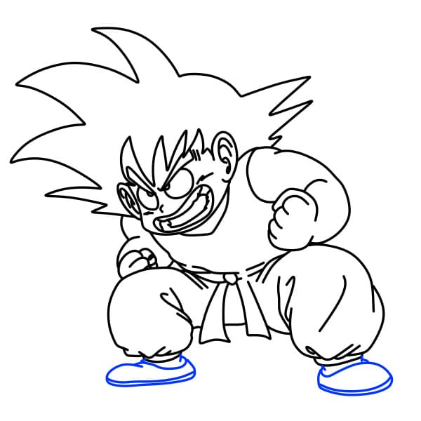 Hướng dẫn vẽ Son Goku đang tức giận - Bước 8