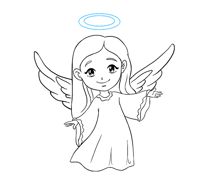 Hướng dẫn cách vẽ thiên thần thật đẹp và đáng yêu cho bé - Bước 10