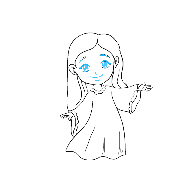 Hướng dẫn cách vẽ thiên thần thật đẹp và đáng yêu cho bé - Bước 8