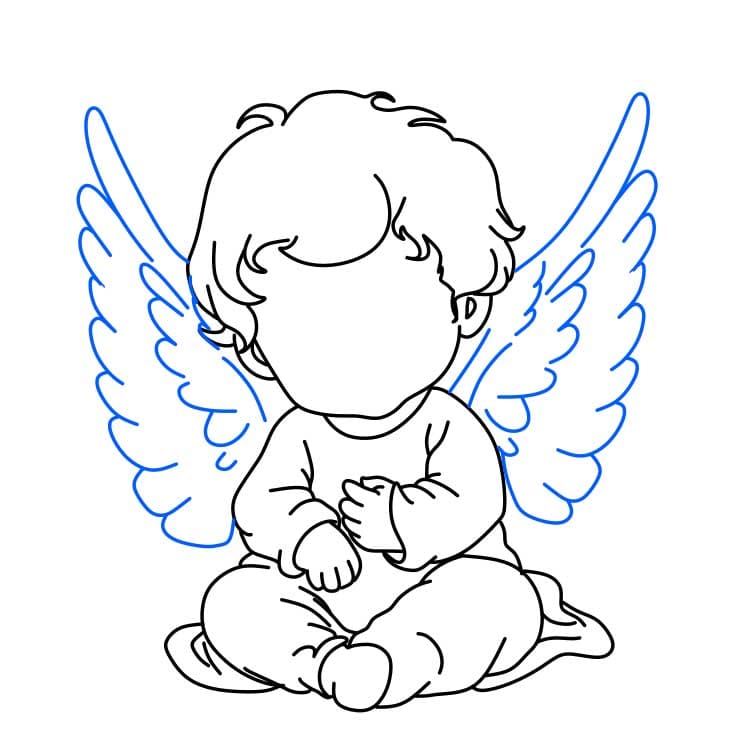 Hướng dẫn vẽ thiên thần đơn giản dễ thương - Bước 5