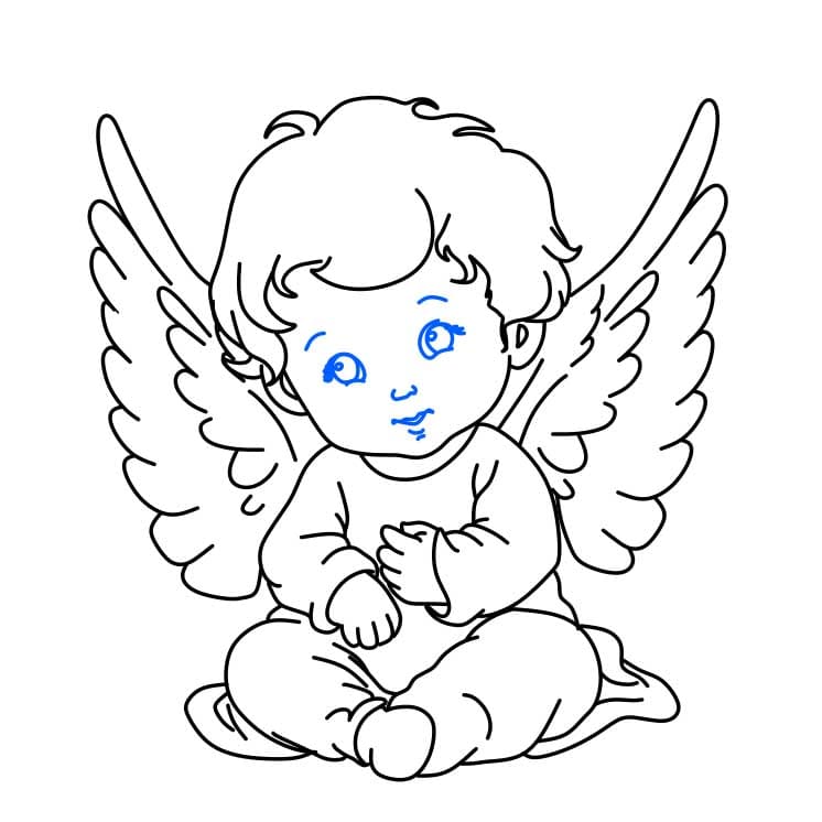 Hướng dẫn vẽ thiên thần đơn giản dễ thương - Bước 6
