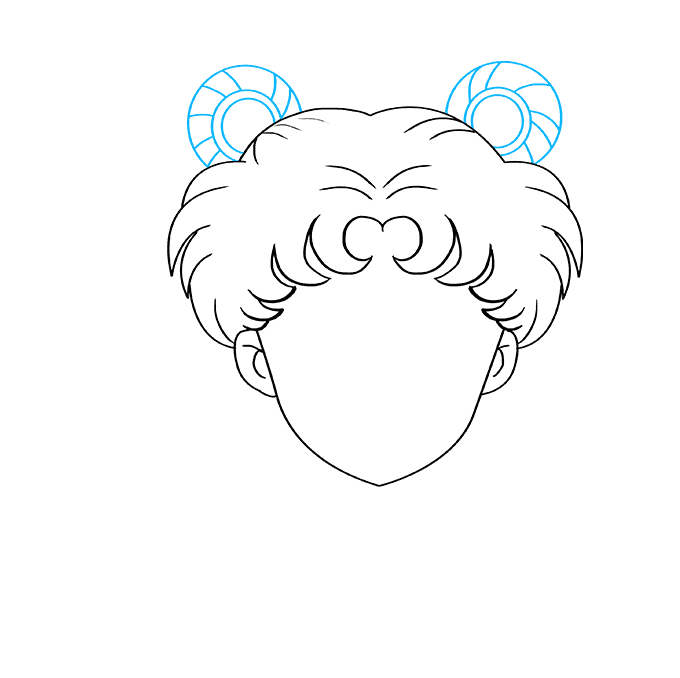 Hướng dẫn cách vẽ nhân vật thủy thủ mặt trăng xinh đẹp và đơn giản cho bé - Bước 3