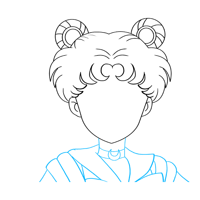 Hướng dẫn cách vẽ nhân vật thủy thủ mặt trăng xinh đẹp và đơn giản cho bé - Bước 4